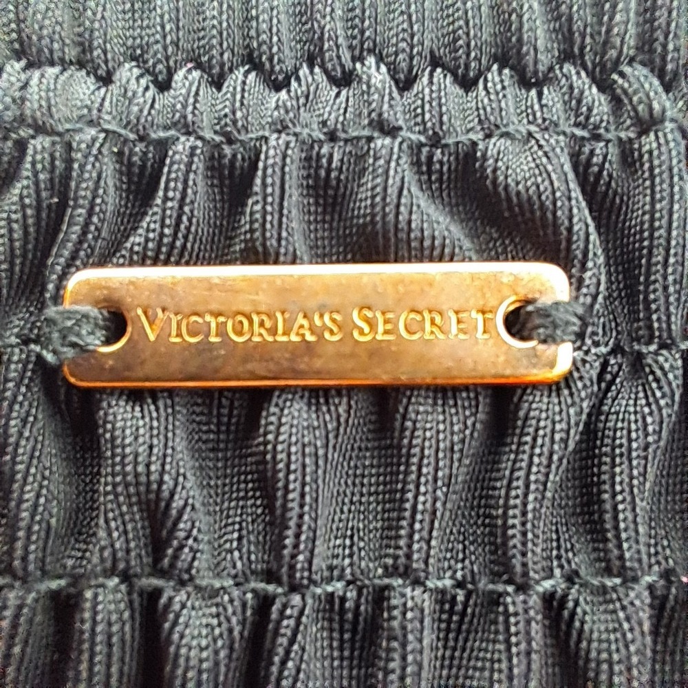 Victoria Secret Ensenada Smocked One Piece Swimsuit Medium M Black Lace Up 34777 - Picture 3 of 6